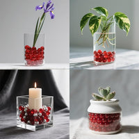 0.96LB Glass Beads Vase Filler Aquarium Gravel Decor Flat Glass Marbles Gems Pebbles Fish Tank Rocks Home Decorative Art Craft - Red