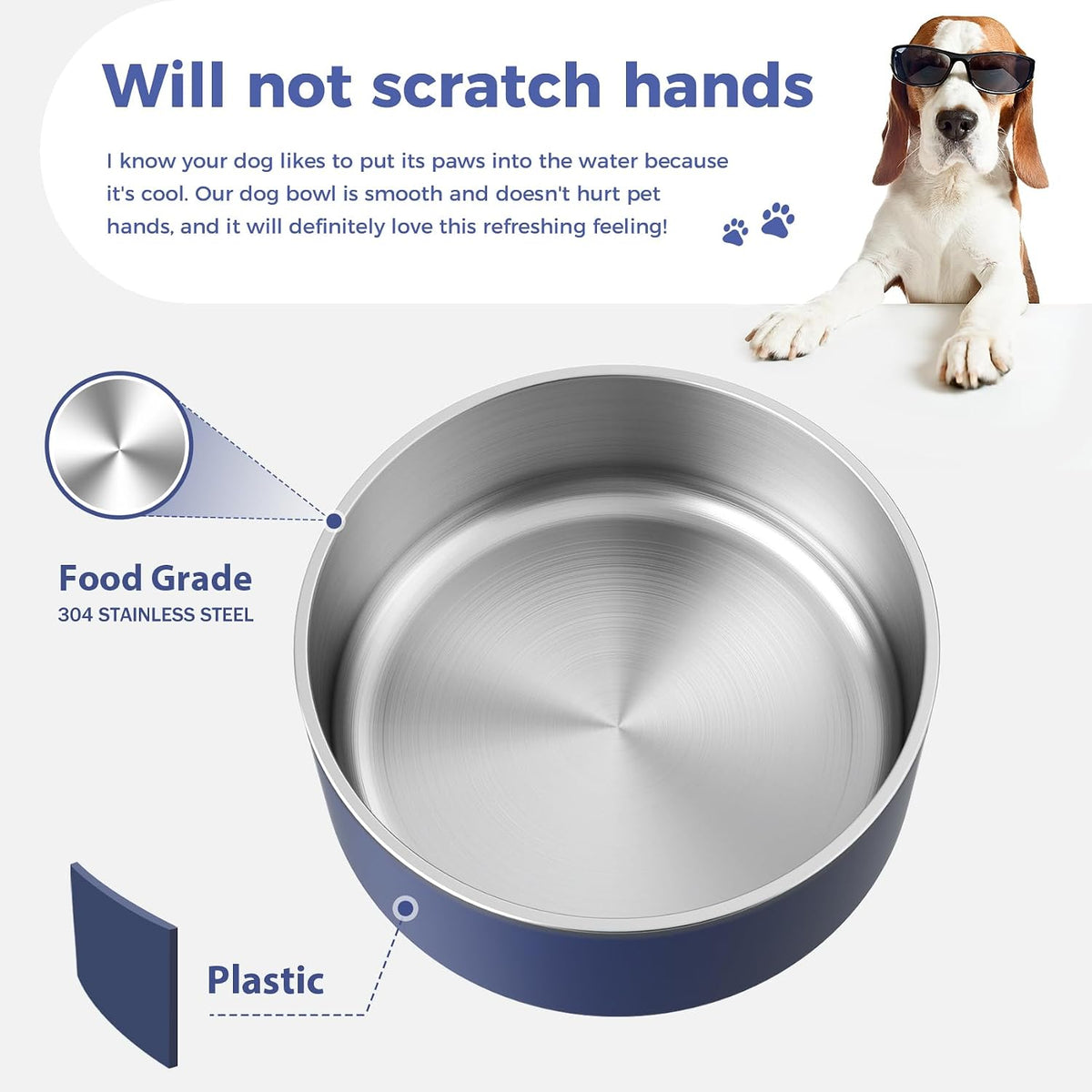 Dog Bowl, Stainless Steel Food and Water Bowl - 64 oz / Blue - image 4