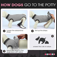 FUAMEY Dog Recovery Suit Male,Dogs Surgery Neuter Suits Puppy Spay Shirts for Female Protect Dog's Skin Anti Licking Abdominal Wounds Doggie Onesie Pet Bodysuit Alternative to Cone Gray Stripes XS