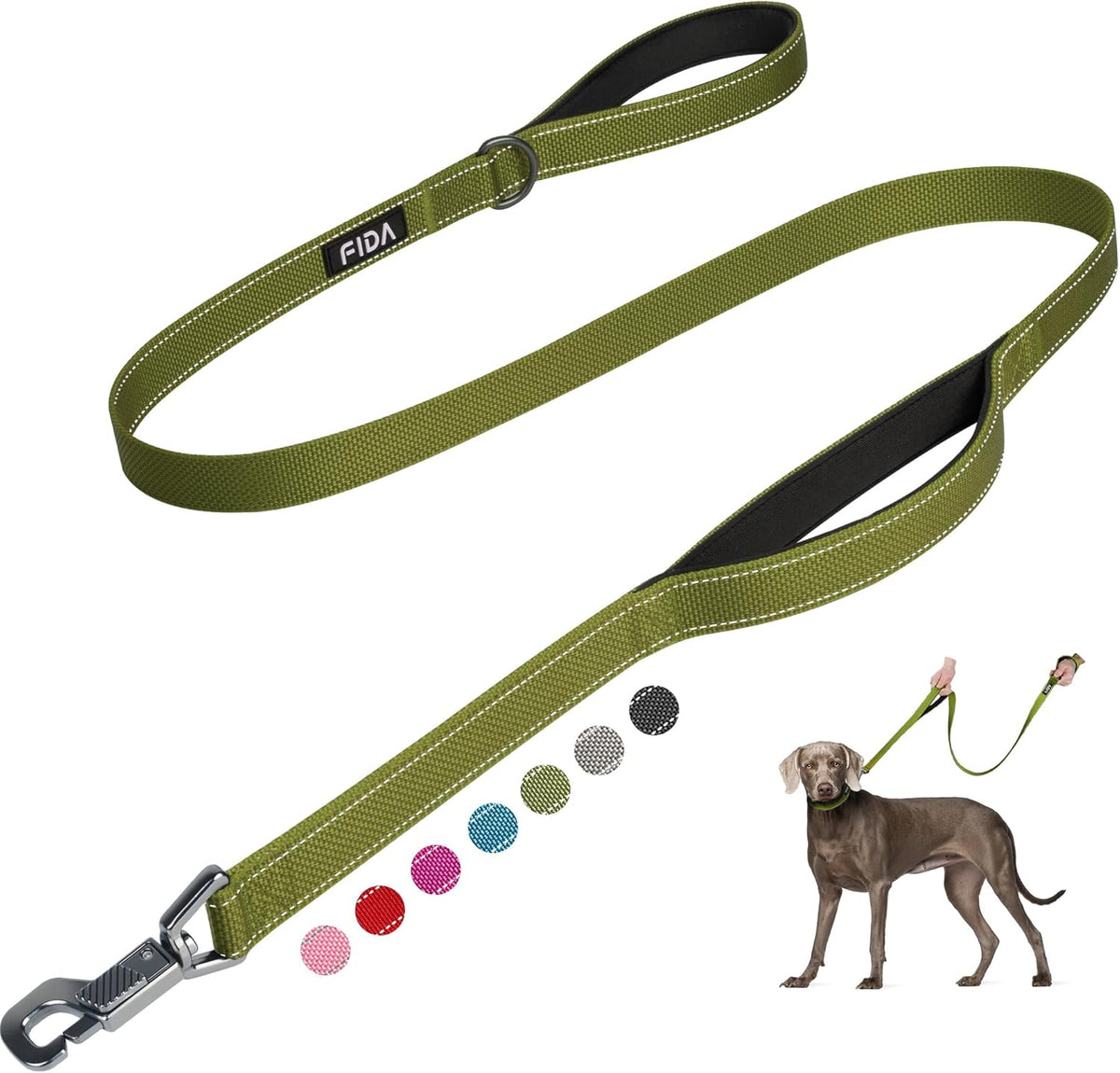 Fida Heavy Duty Dog Leash for Medium Large Dogs - 4 Feet (Pack of 1) / Green