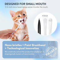 2 Pcs Dual-Sided Cat Toothbrush with Micro Brush Head, Ultra Soft Nano Bristles Pet Toothbrush Kit, Kitten/Puppy Toothbrushes, Fit into Cats/Small Dogs Mouth, Avoid Bleeding Gums