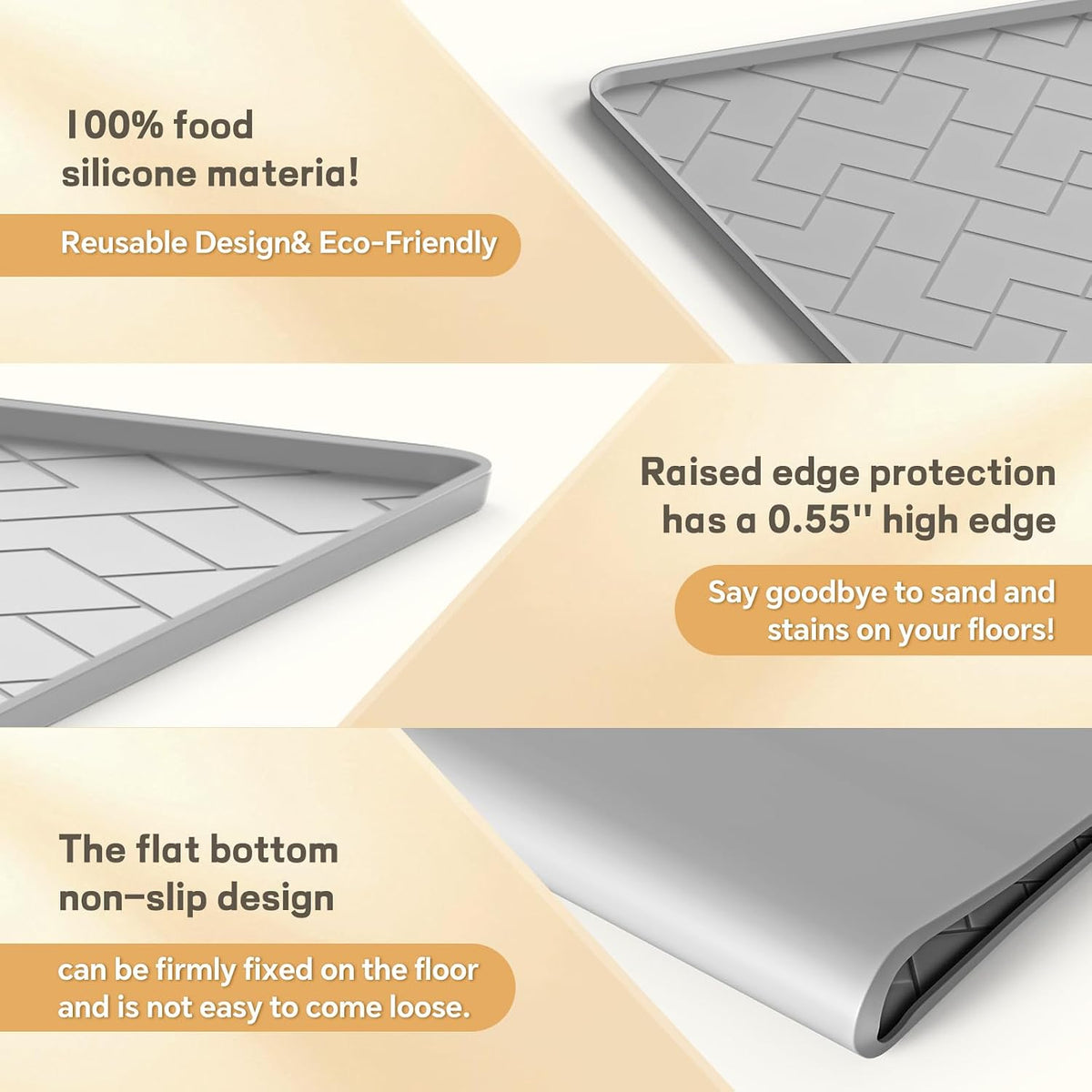 Silicone Cat Litter Mat for litter box Large 34" X 22"-Easy to Clean - Gray / 41" X 29" - image 2