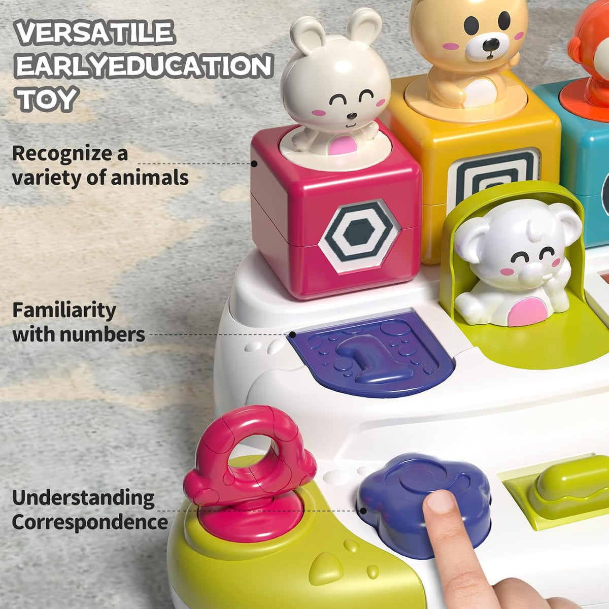 PANITU baby pop up animal toy with 6 colorful animals and big buttons - view 2