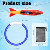 Leislam 16 piece pool diving toys with dive rings, dive sticks, dive gems and storage bag - view 8