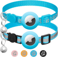 2 Pack Airtag Cat Collar Breakaway with Bell - Blue