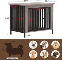 EasyCom 31.5" Small Dog Crate Furniture, Chew-Resistant Dog Crates for Small and Medium Dogs, Dog Kennel Furniture Indoor with 2 Doors and 3.94" Raised Feet, as TV Stand, End Table, Crate Table