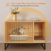 Litter Box Enclosure, Modern Cat Litter Box Enclosure Furniture Hidden Litter Box with Scratch Pad - Natural / 31.5"L x 20"W x 22"H - image 3