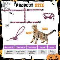 2 Pack Cat Harness and Leash with Collar Set - Halloween Orange,Purple - image 2