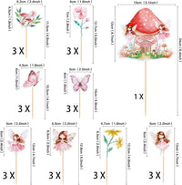 SAMOKA fairy cupcake toppers, 24 card paper picks on wooden sticks in 6 fairy designs - view 7