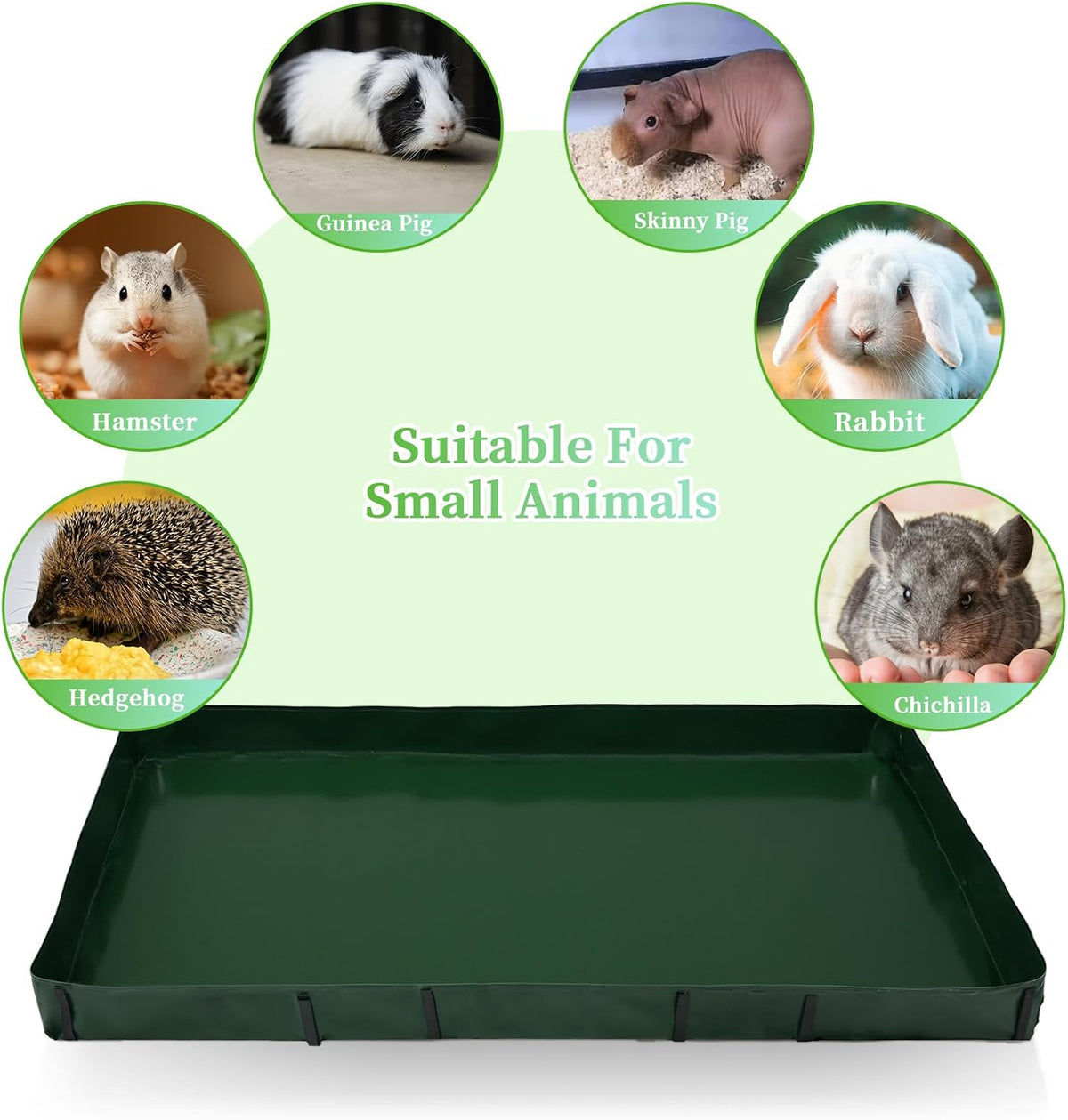 Guinea Pig Litter Box, Hay Holder, Cage Liner - 28"x42" / Green - image 4