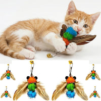 miwoowim 12 Pack Cat Wand Toy Refills with Bells - 6 yellow bees - image 2