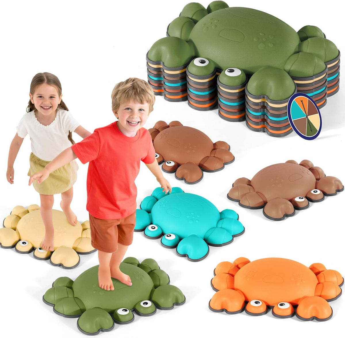 TOPNEW crab balance stepping stones for kids in bright colors, set of 6
