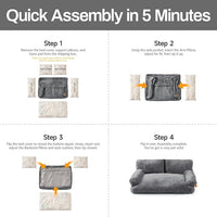 MEWOOFUN Dog Beds for Small Medium Dogs with Removable Washable Cover, Fluffy Dog Sofa with Non-Slip Bottom (Dark Grey, 33.5" L X 25.6" W X 11.5" Th)