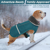 QBLEEV Warm Dog Coat, Reflective Dog Jacket - Aqua / Small - image 3