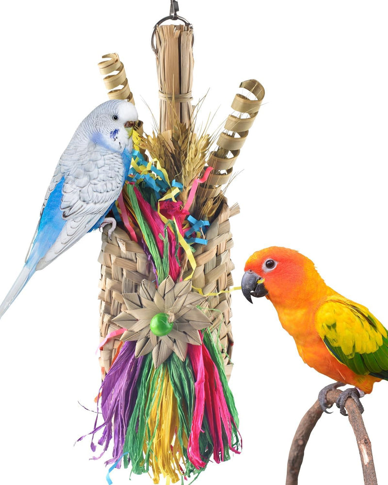 Bissap Bird Chew Toys, Parrot Foraging Shredder Natural Palm Frond Hanging Cage Toy for Conure - Bag