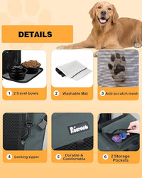 Extra Large Dog Crate with 2 Foldable Bowl, 36 Inch Collapsible Travel Dog Crate Kennel with Soft Blanket for Medium Dogs,Indoor & Outdoor (36" L x 25" W x 25" H, Grey)