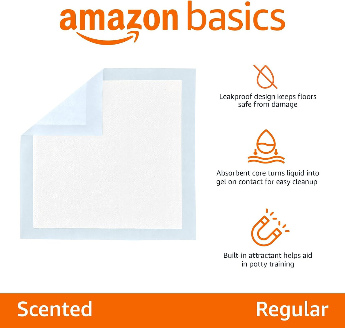 Amazon Basics Scented Dog and Puppy Potty Training Pee Pads - 150 Count / Regular (22"×22") - image 2