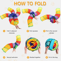 Poen 21 Pcs Cat Tunnel for Indoor Set Collapsible 5 Way Tubes with 20 Pcs Cat Kitten Toys Interactive Feather Toy Mouse Crinkle Balls Tube for Puppy Kitten Rabbit(Colorful)