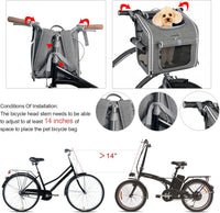 Dog Bike Basket, Expandable Soft-Sided Pet Carrier Backpack with 4 Open Doors, 4 Mesh Windows - Grey-Fits 10-18 Lbs - image 4