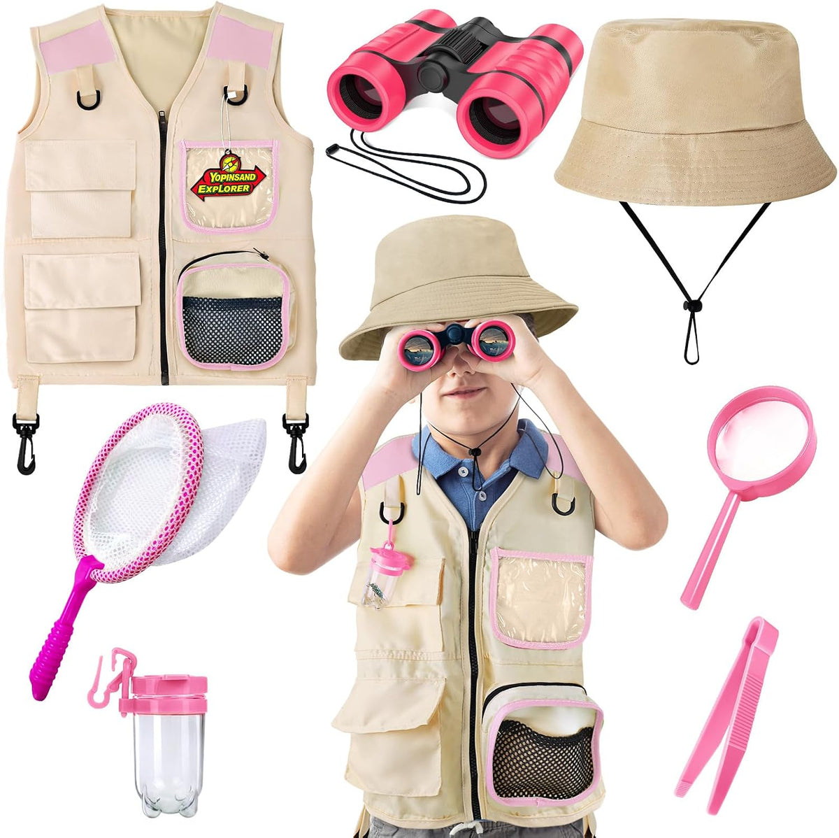 YOPINSAND Kids Explorer Kit & Bug Catcher Kit - Pink