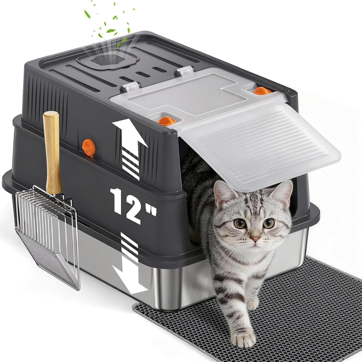 Stainless Steel Litter Box - Gray / 17.4'' x 13.5'' x 12''