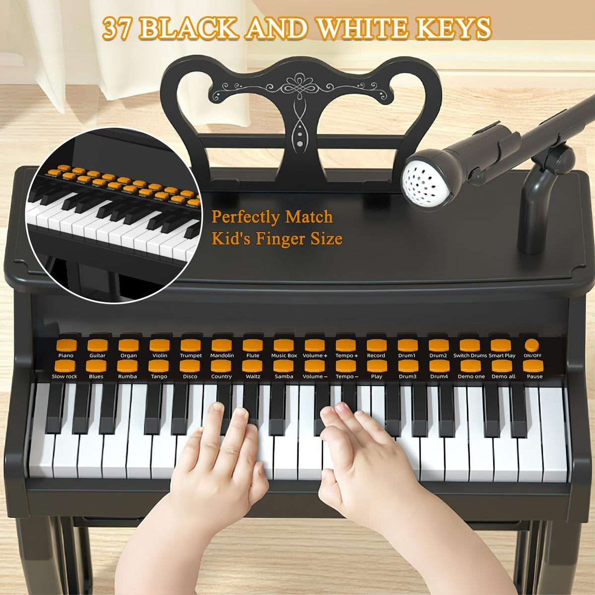 Dollox Keyboard Piano for Kids - Black - image 4