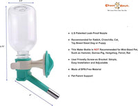 Choco Nose Patented No-Drip Water Bottle/Feeder for Puppies/Toy-Small Breed Dogs/Rabbits/Cats/Chinchillas and Other Small Pets and Animals - for Cages or Crates 10.2 oz. Nozzle 13mm, Aqua (C528)