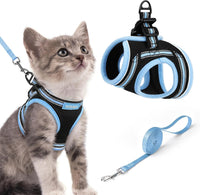 rabbitgoo Cat Harness and Leash Set, Step-in Soft Vest - S / Black & Light Blue