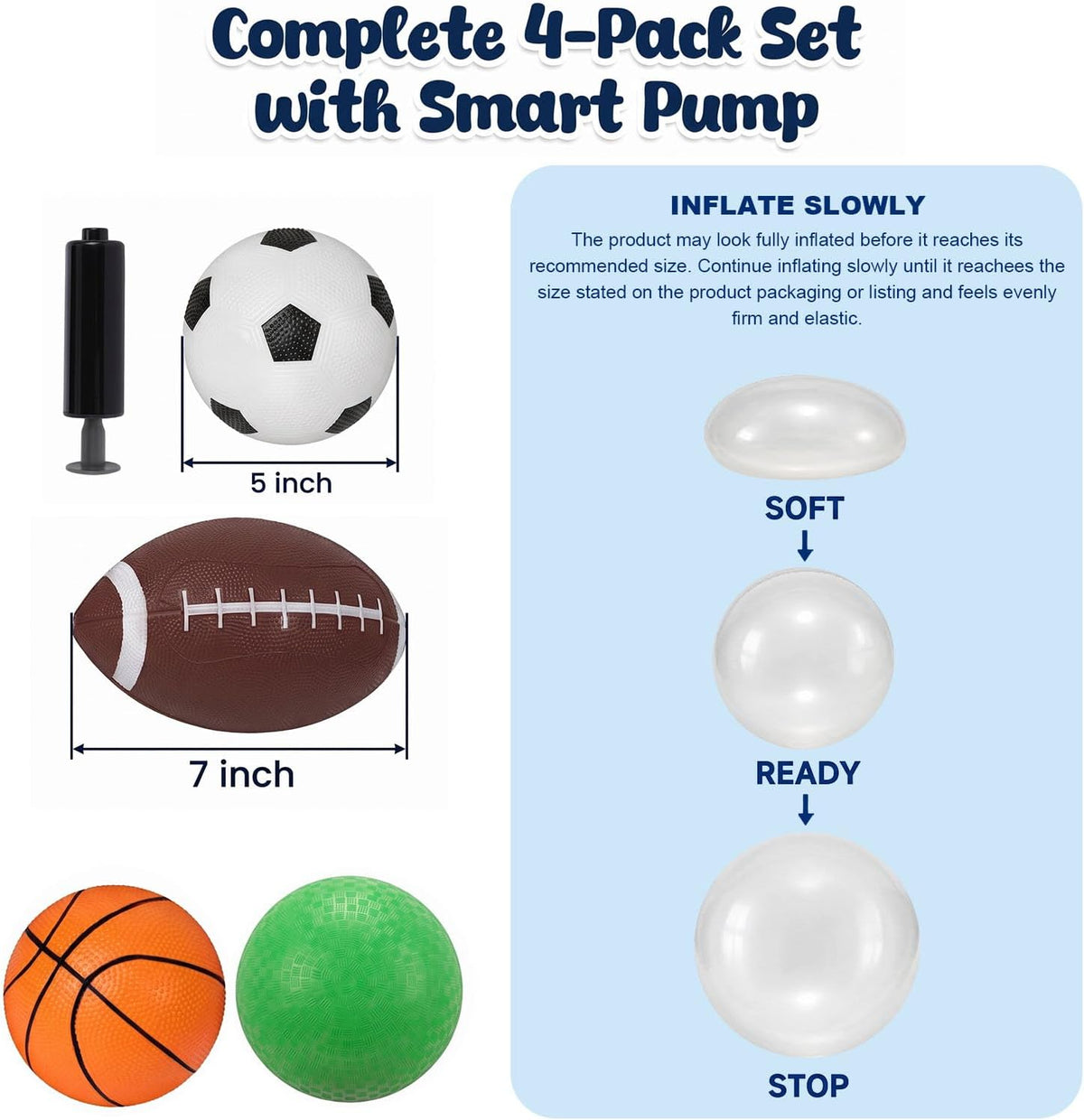 3 otters 4 piece kids sports balls set with football, soccer ball, basketball and pump - view 2
