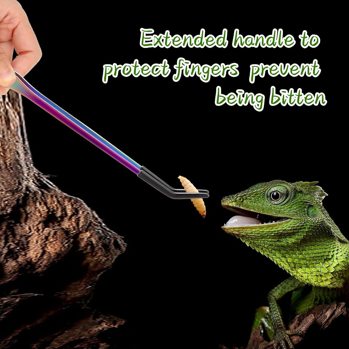 OLIISS Iridescent Reptile Feeding Tongs with Rubber Tips, 10.6" - 10.6 Inch - image 4