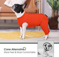 Kuoser Dog Recovery Suit for Rear Legs, Dog Surgical Suit with Pants Cover to Prevent Licking Wounds, Dog Onesie for Surgery Female Spay Male Neuter, Anti Licking Dog Recovery Leg Sleeve, Orange 4XL