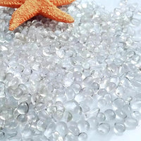 1 Lb (460 g) Clear Sea Glass Stones Irregular Rainbow Glass Pebble Decorative Rock Glaze Quartz Tumbled Gemstone Chips for Aquarium Decoration/Vase Filler/Jewelry Making/Handwork Craft