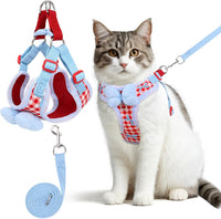 Cat Harness and Leash Set, Escape Proof Soft Vest Walk Pink XS – Essentials for Cats - Red-Plaid / Small