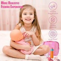 Beem Jun pink baby doll bottles and pacifiers set in a clear zippered bag - view 8