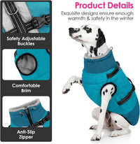 Large Dog Coat Waterproof Dog Winter Jacket with Harness TurquoiseL – Essentials for Dogs - PineGreen / XX-Large - image 4