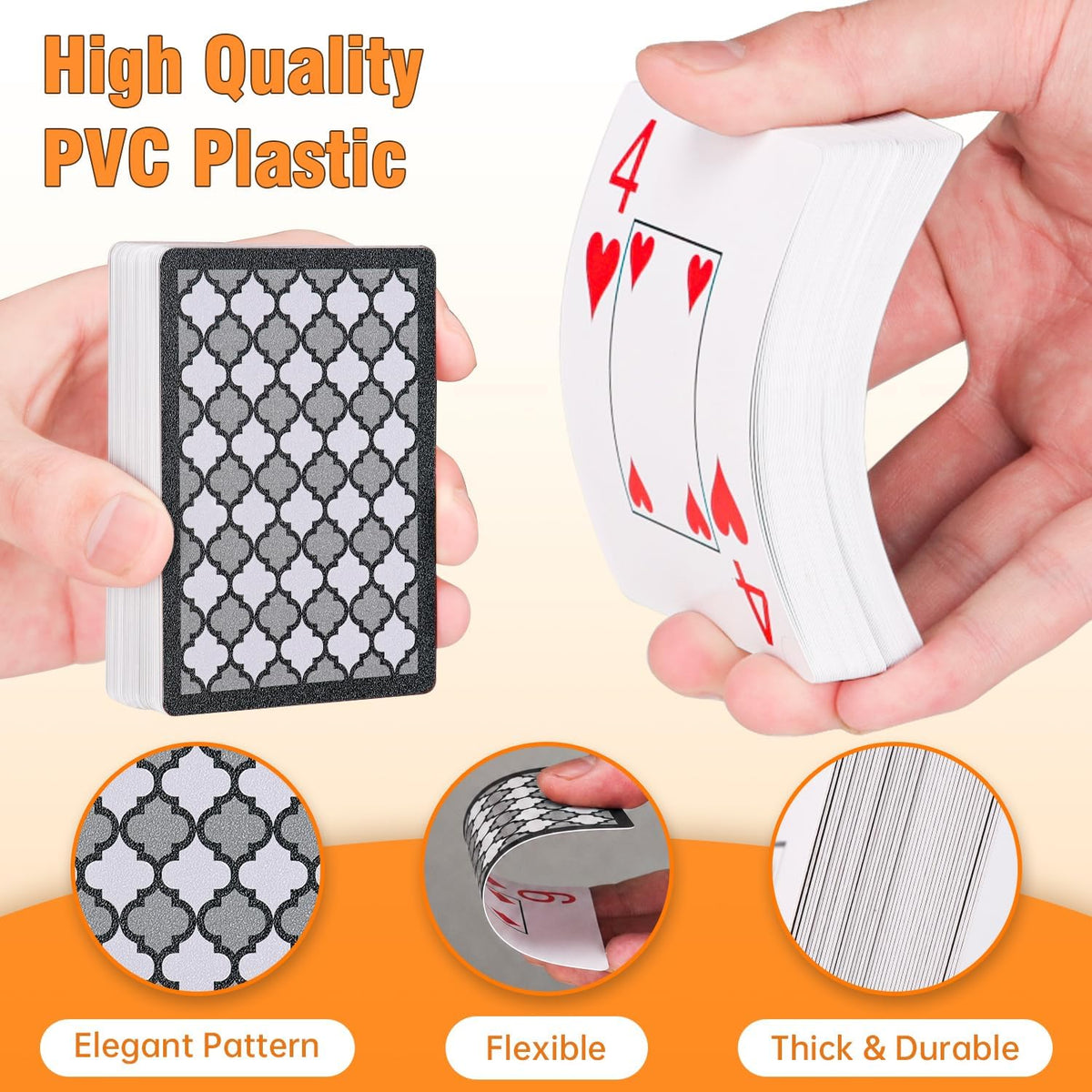 Teskyer Waterproof Plastic Playing Cards, 2 Decks, Large Index – Fun for Kids & Family - 1 Pack - BK (Large Index) - image 3