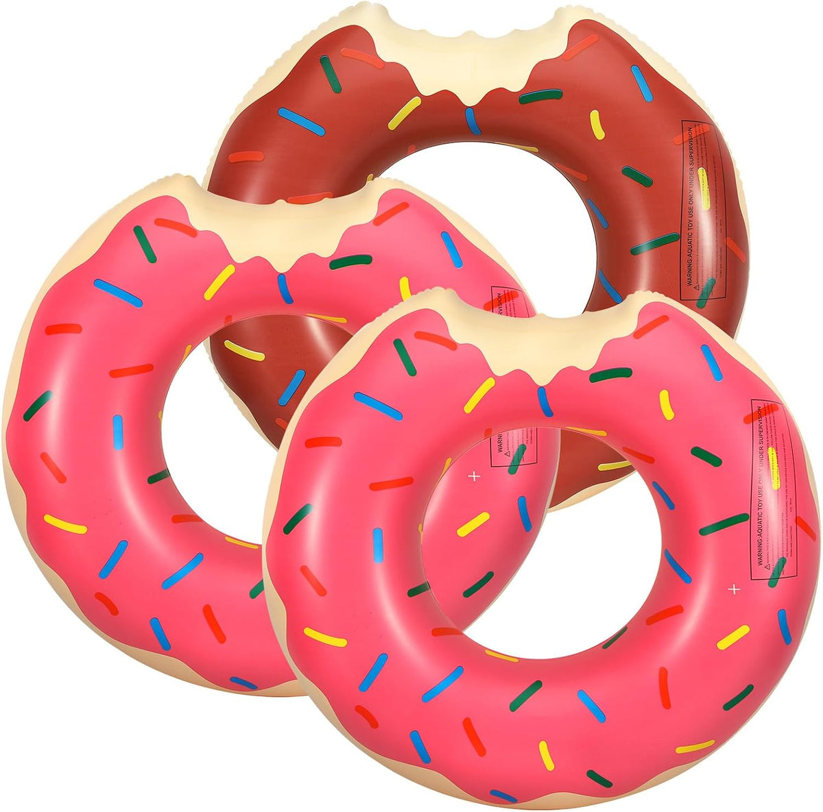 HeySplash Pool Floats Kids, Inflatable Swimming Rings – Fun for Kids & Family - L-Donut Pink*2 + Brown