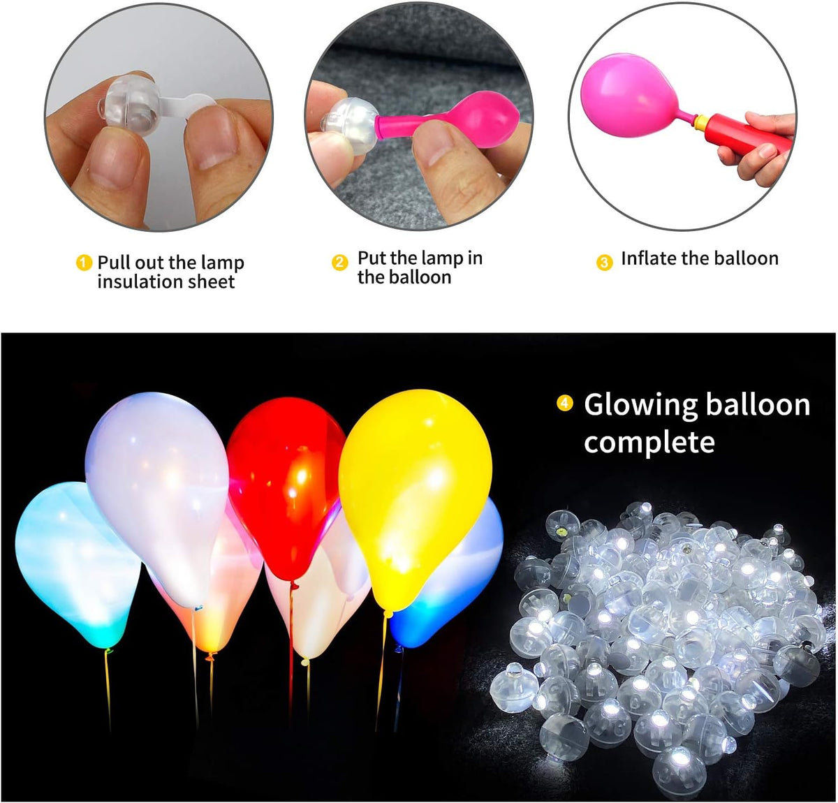 50pcs White LED Balloon Lights - 50PCS / White - image 2