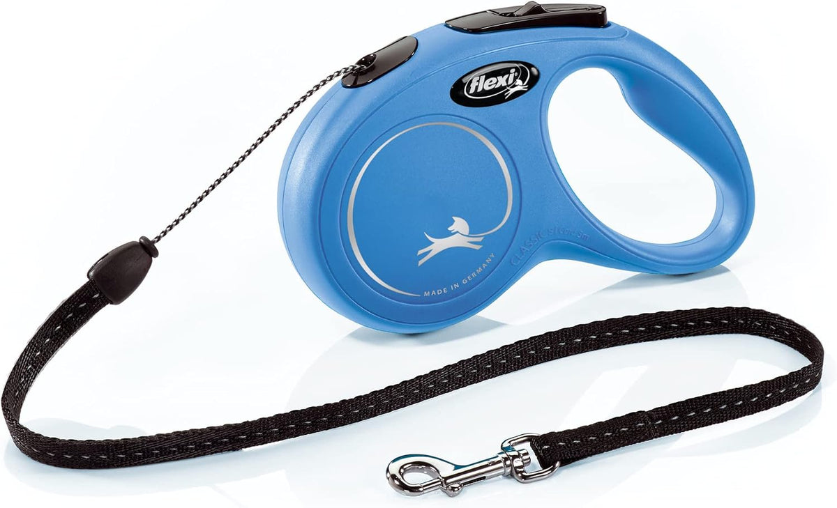 FLEXI Classic Cord Retractable Dog Leash - Blue / Small - 16 ft (Cord)