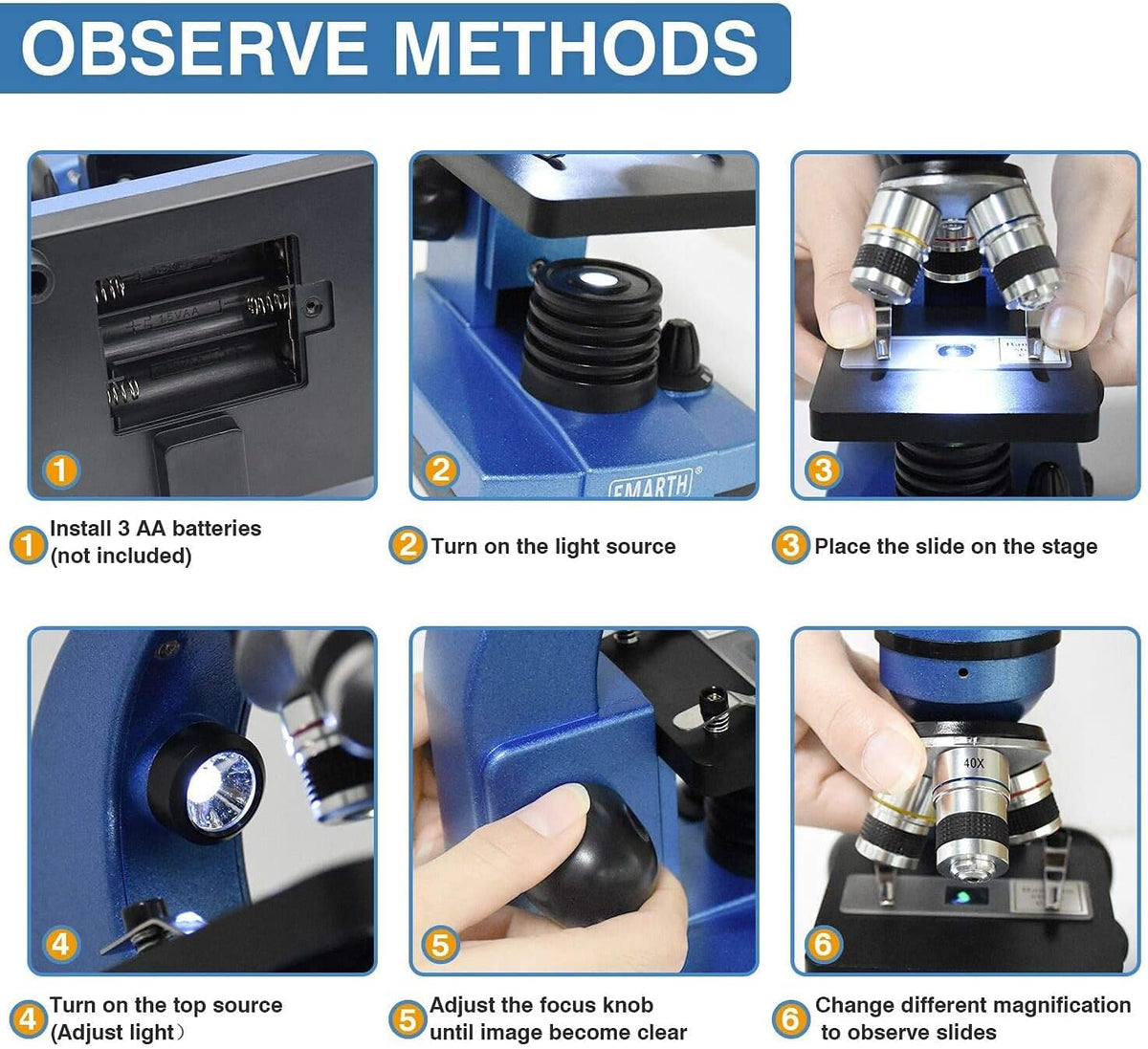 Microscope for Kids Beginners Children Student, 40X - image 3