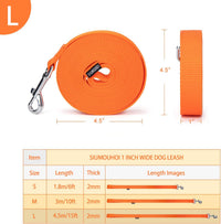 Strong Durable Nylon 10ft Long Dog Training Leash, Traction Rope - Orange / 15 Feet - image 2