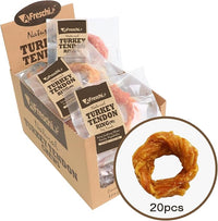 Afreschi Turkey Tendon for Dogs, Dog Treats for Signature Series, All Natural Human Grade Puppy Chew, USA-Sourced Turkey Tendon, Hypoallergenic, Rawhide Alternative, 20 Units/Box Ring (Medium)