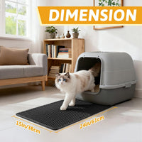 Pieviev Cat Litter Mat, Double-Layer Waterproof Litter Trap - Black / 24x15 Inch - image 2