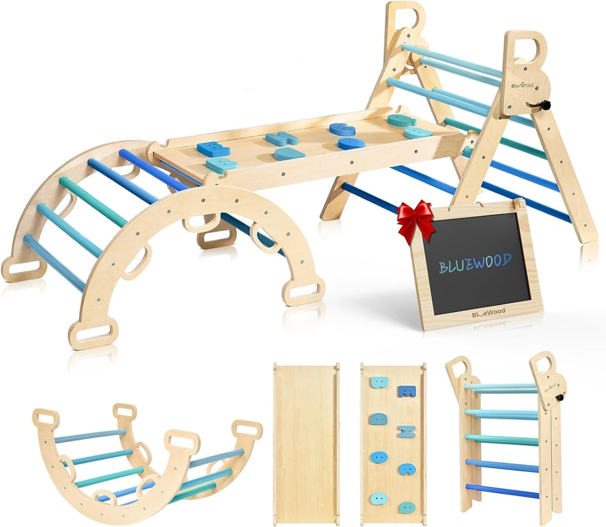 BlueWood Pikler Triangle Set with Cushion - Sky Blue / No Cushion