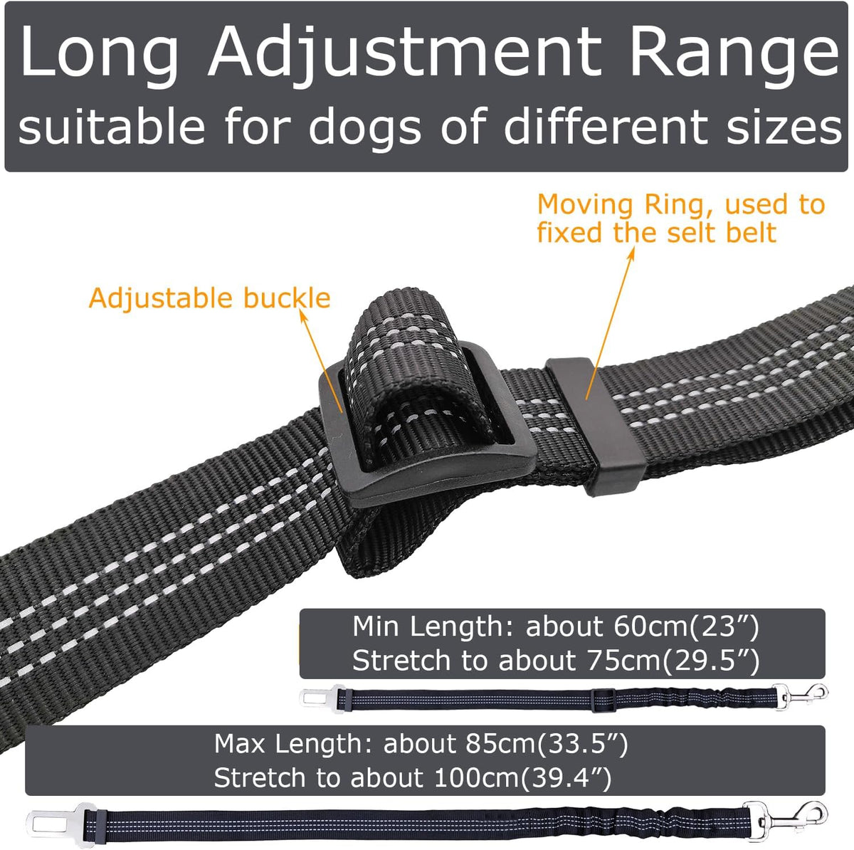 2 Dog Car Harness Seatbelt Seat Belt Leash Travel Accessories Bungee - Black / 2 Packs - image 3