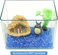WAYBER Glass Stones, 1Lb/460g Irregular Sea Glass Pebbles Non-Toxic Artificial Gemstones for Vase Filler/Terrarium Aquarium Turtle Tank Decoration/Handmake Artwork, Light Blue