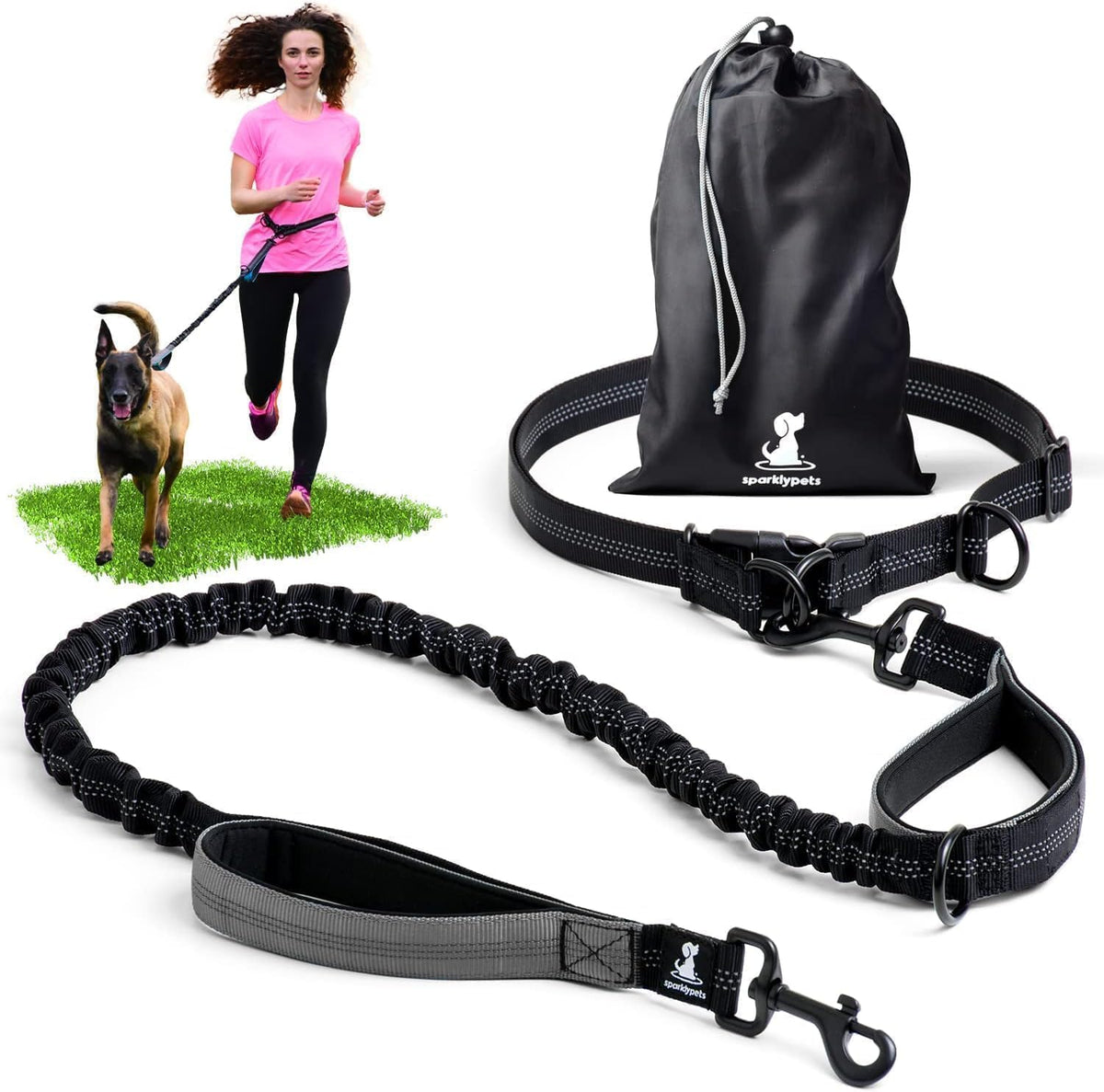 Active Pack Hands Free 2 Dogs Leash Medium & Large - Gray / 1 dog M/L