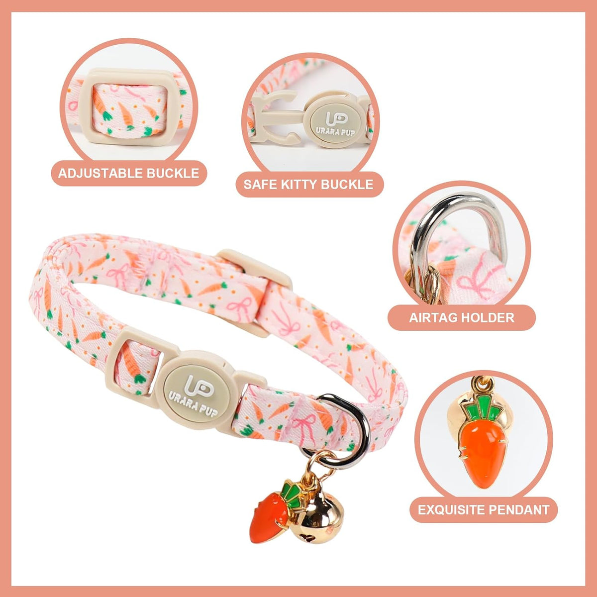 Halloween Cat Collar-2Pack Autumn Pumpkin Kitten Collars-Funny - EasterBunnyChicks&CarrotsBow - image 3