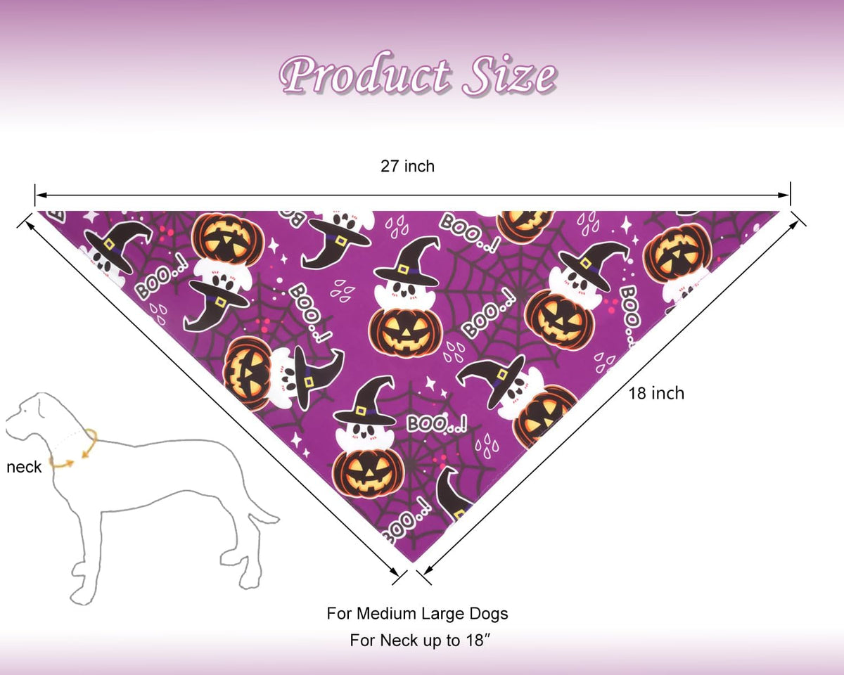Halloween Dog Bandanas, Pumpkin and Cute Ghost Pet Scarf - Dog Bandanas Halloween Ghost - image 2