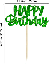 Gyufise 24Pcs Happy Birthday Cupcake Toppers Gold Glitter Celebrating - Silver Red Green Gold - image 2